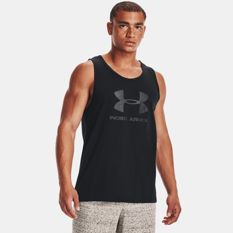 Camiseta sin mangas Under Armour Sportstyle Logo para hombre Negro / Negro / Negro XL